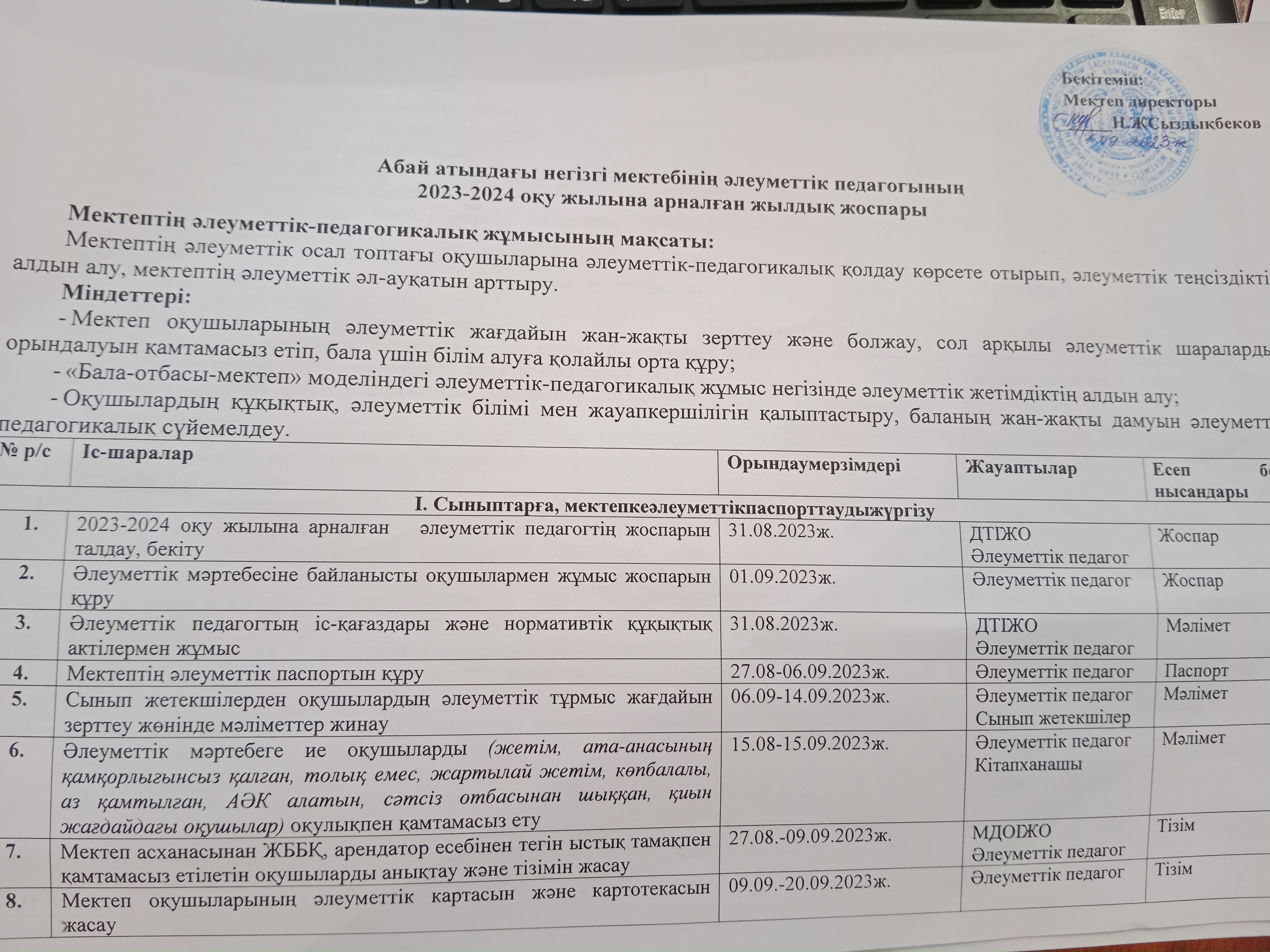 жылдық жоспар